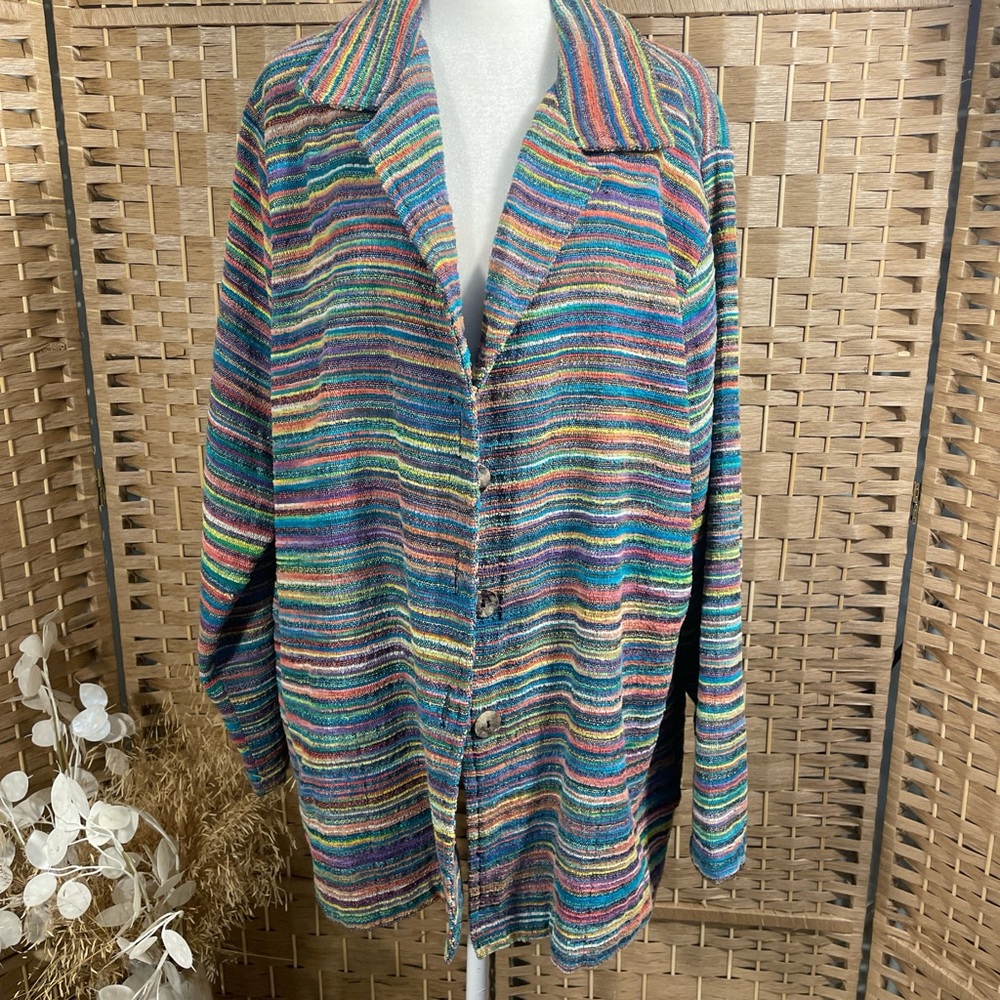 Multi-Color Striped Women's Jacket & Coat